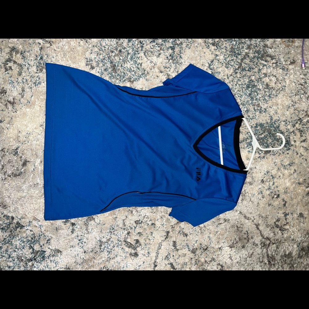 Blue Fila workout shirt with pocket